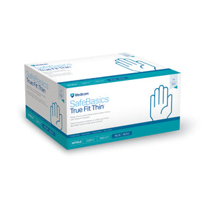 Medicom SafeBasics True Fit Thin Gloves Nitrile Blue 300pk