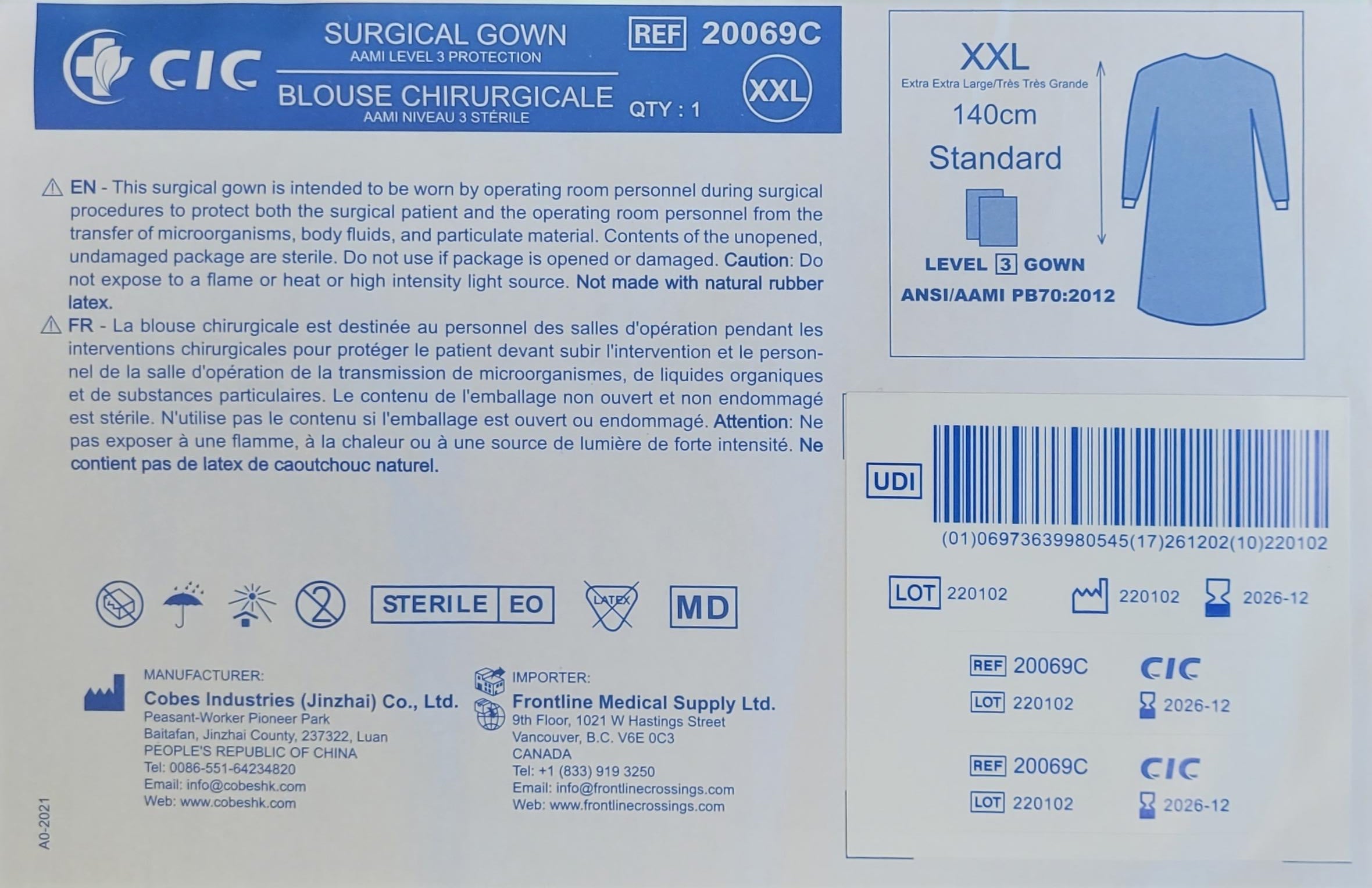 CIC Surgical Gowns - AAMI Level 3 Sterile 50pk