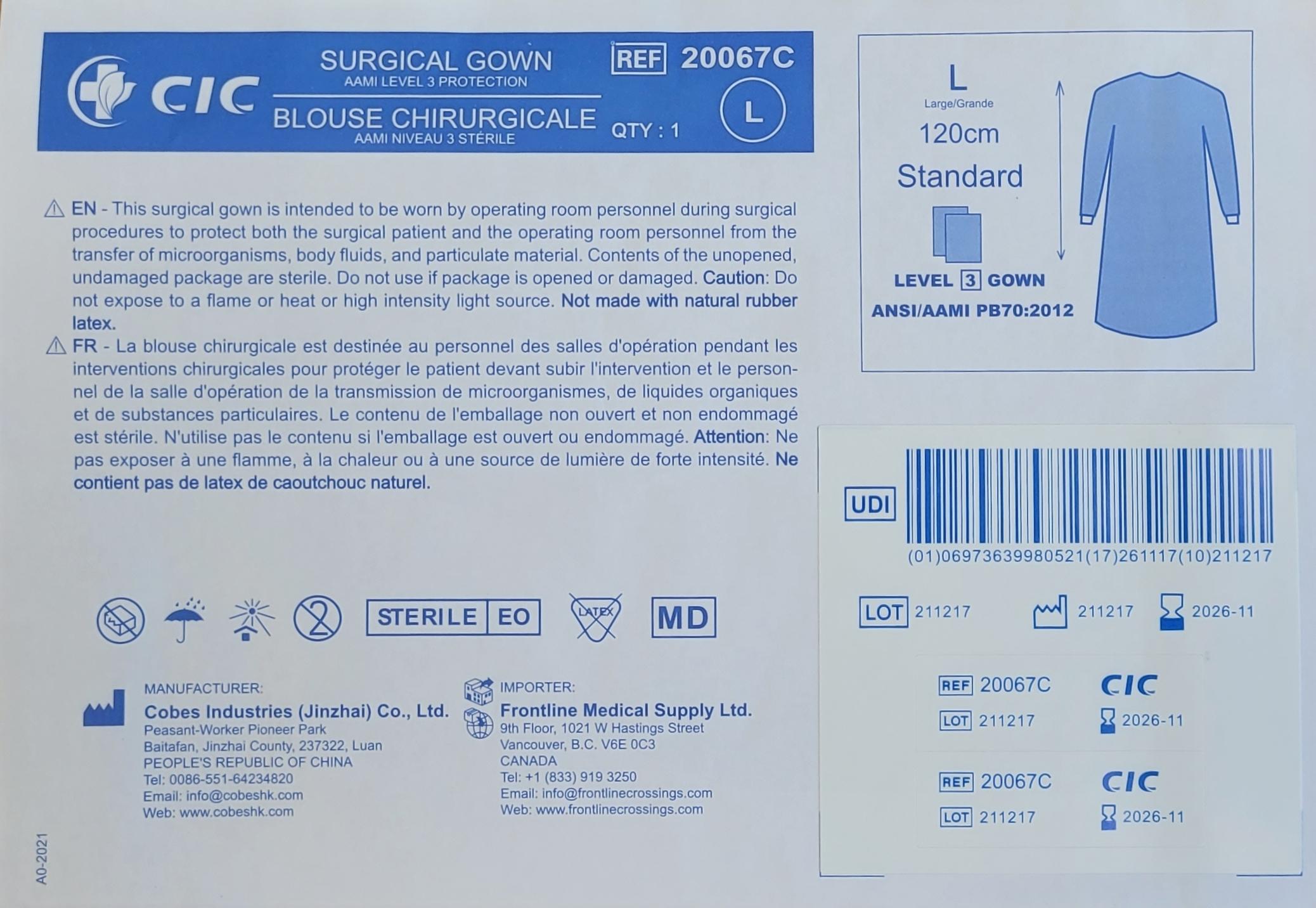CIC Surgical Gowns - AAMI Level 3 Sterile 50pk