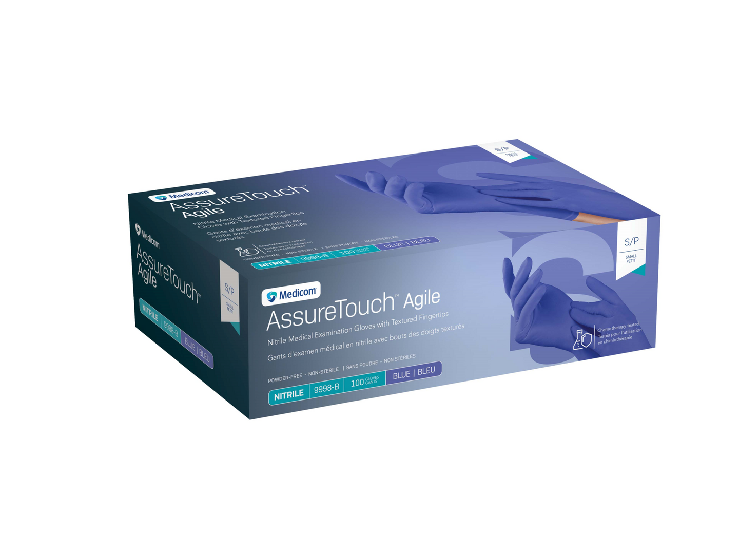 Medicom AssureTouch Agile Gloves Nitrile Blue 100pk