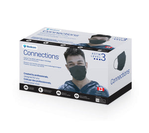 Masque chirurgical noir de niveau 3 - 50 unités/boîte